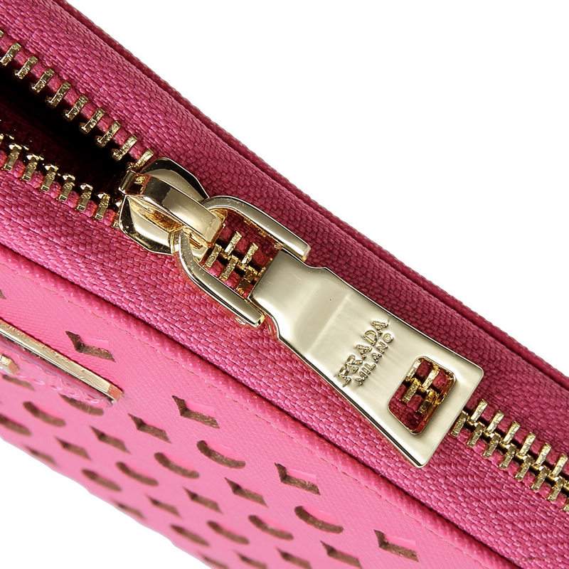 Knockoff Prada Real Leather Wallet 1140 rose red